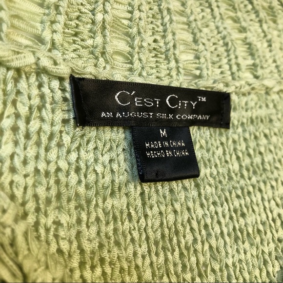 C’est City August Silk Green V-Neck Sweater - Picture 5 of 5
